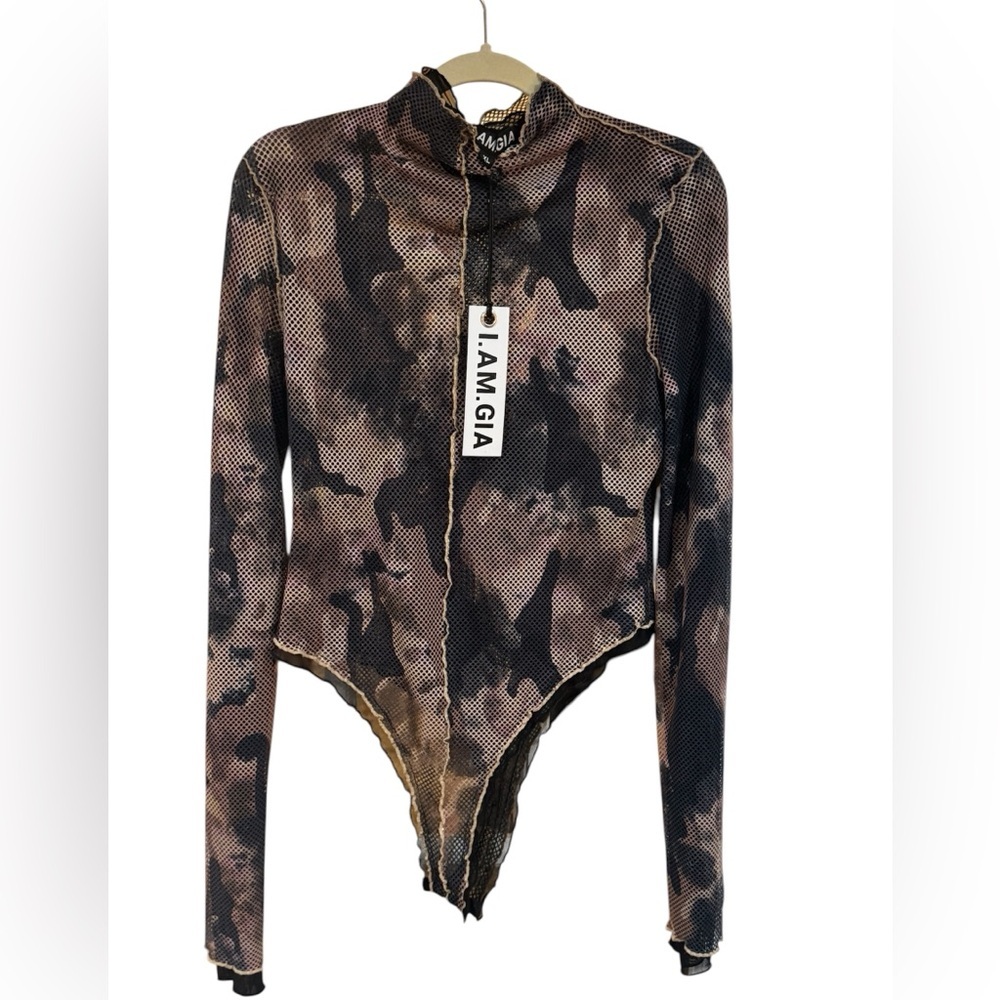 🤎▪️ I. AM.GIA Black & Brown Mesh Camo Bodysuit▪️🤎